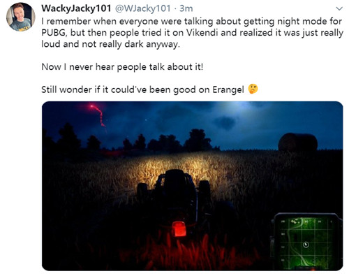 “WackyJacky101表示等待艾伦格的真正夜间模式