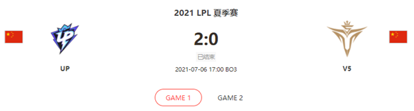 “2021LPL夏季赛7.6UP vs V5比赛介绍