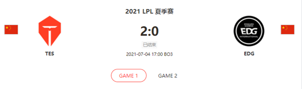 “2021LPL夏季赛7.4TES vs EDG比赛介绍