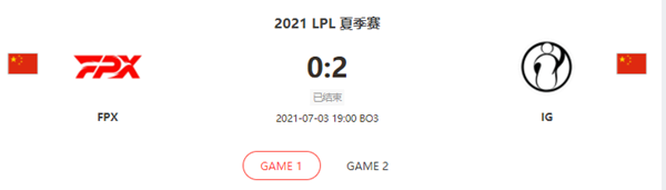 “2021LPL夏季赛7.3FPX vs IG比赛介绍