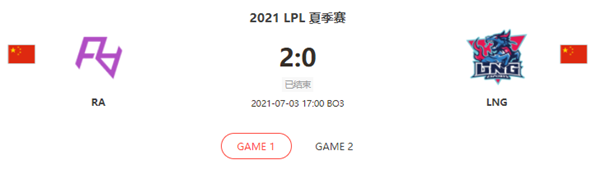“2021LPL夏季赛7.3RA vs LNG比赛介绍