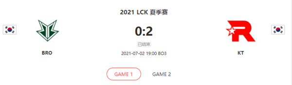 “2021LCK夏季赛7.2BRO vs KT比赛介绍