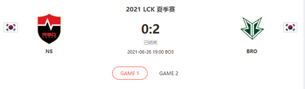 “2021LCK夏季赛6.26NS vs BRO比赛介绍