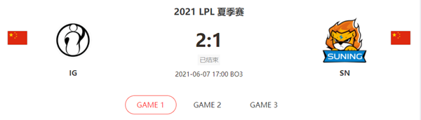 “2021LPL夏季赛6.7IGvsSN比赛介绍