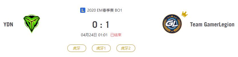 “2020EM春季赛YDN VS Team GamerLegion比赛介绍