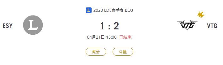 “2020LDL春季赛ESY VS VTG比赛介绍