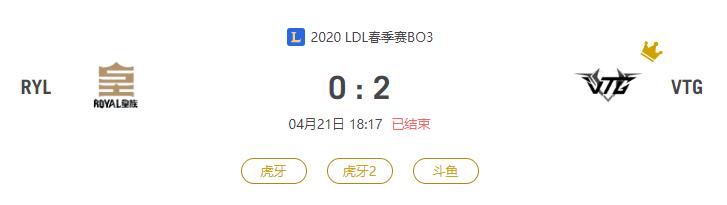 “2020LDL春季赛RYL VS VTG比赛介绍