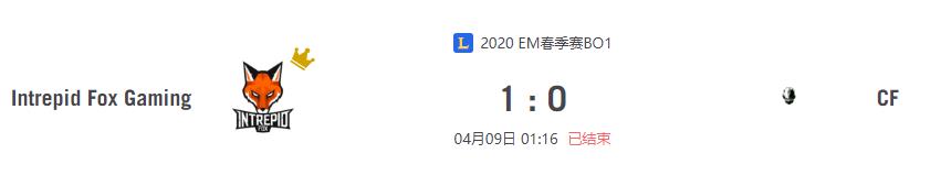 “2020EM春季赛Intrepid Fox Gaming VS CF比赛介绍