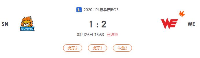 “2020LPL春季赛SN VS WE比赛介绍