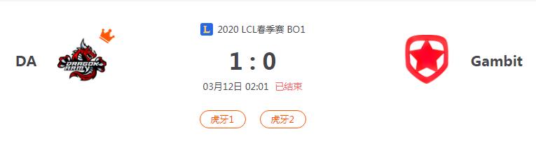 “2020LCL春季赛DA VS Gambit比赛介绍