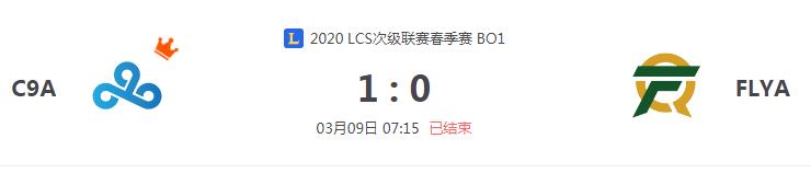 “2020LCS次级联赛春季赛C9A VS FLYA比赛介绍